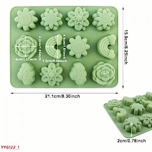 YY6122 Gökyüzü ve Çiçek 12'li Set Silikon Kalıp